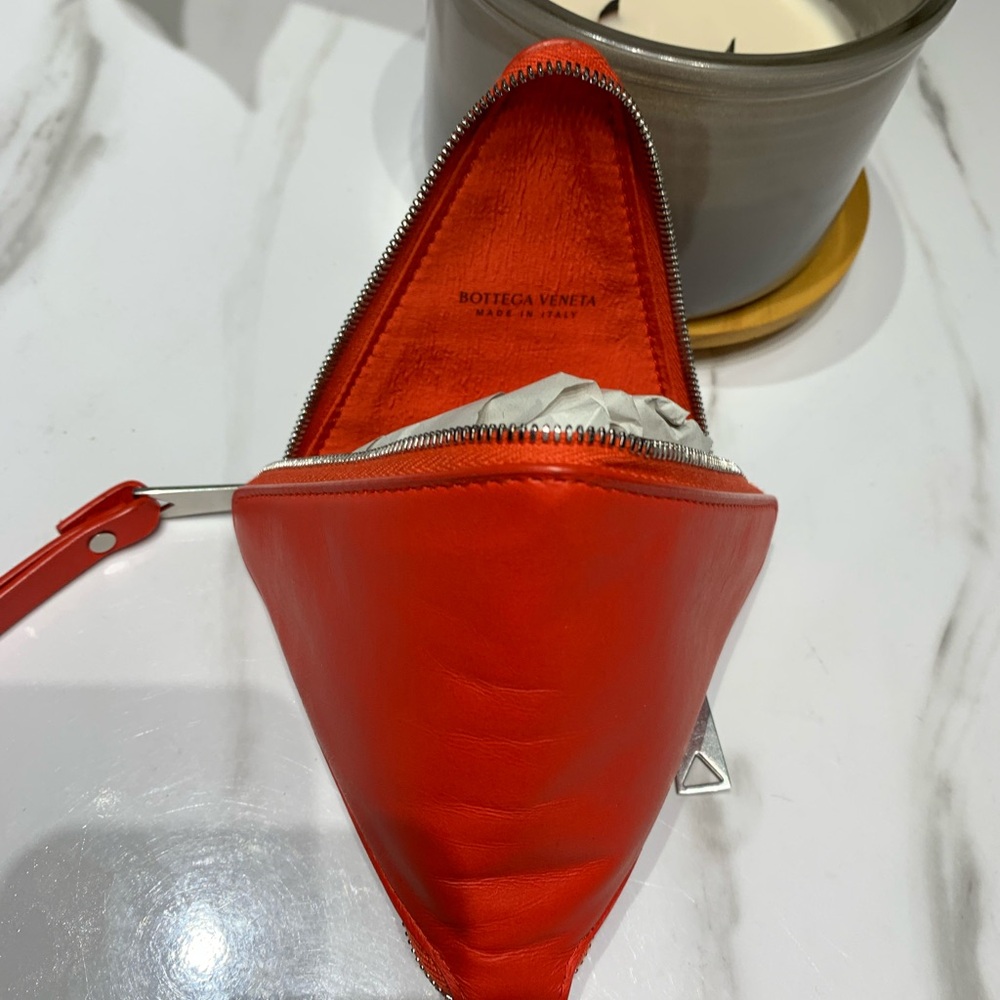 Bottega Veneta Red Clutch with Structured Design